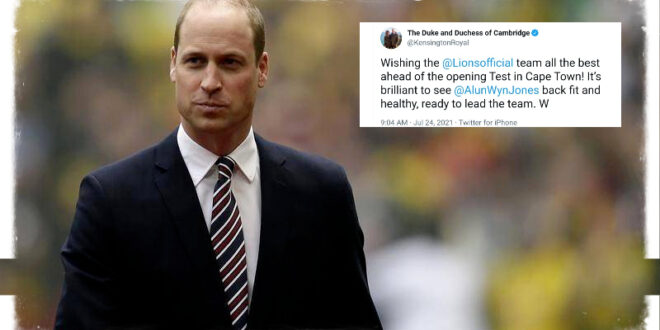 Prince William Wish The British And Irish Lions Good Luck In Their First Test Game