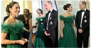 Duchess Kate Shine At Jamaica Royal Tour Dinner In Stunning Emerald Gown