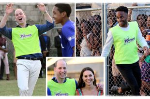 Prince William Play Football With Raheem Sterling And Leon Bailey During His Tour Of Jamaica