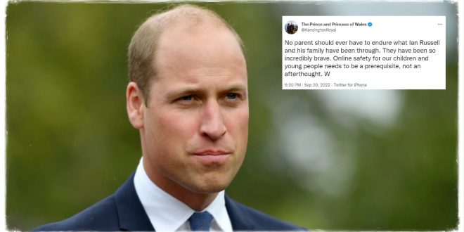 Prince William Shares Heartbreaking Personal Tweet Following Molly Russell Death