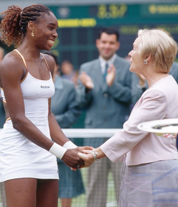 Venus Williams of the USA is congratulated by the Duchess of Kent  after winning Wimbledon, 2000