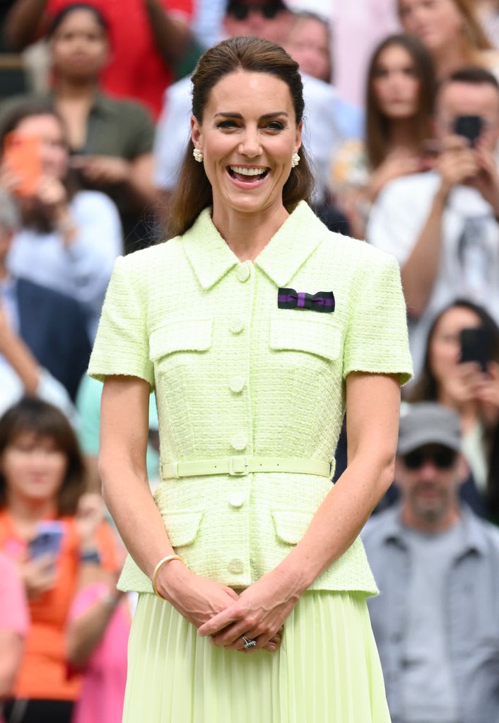 Catherine, Princess of Wales attends day thirteen of the Wimbledon Tennis Championships at All England Lawn Tennis and Croquet Club on July 15, 2023 in London, England.