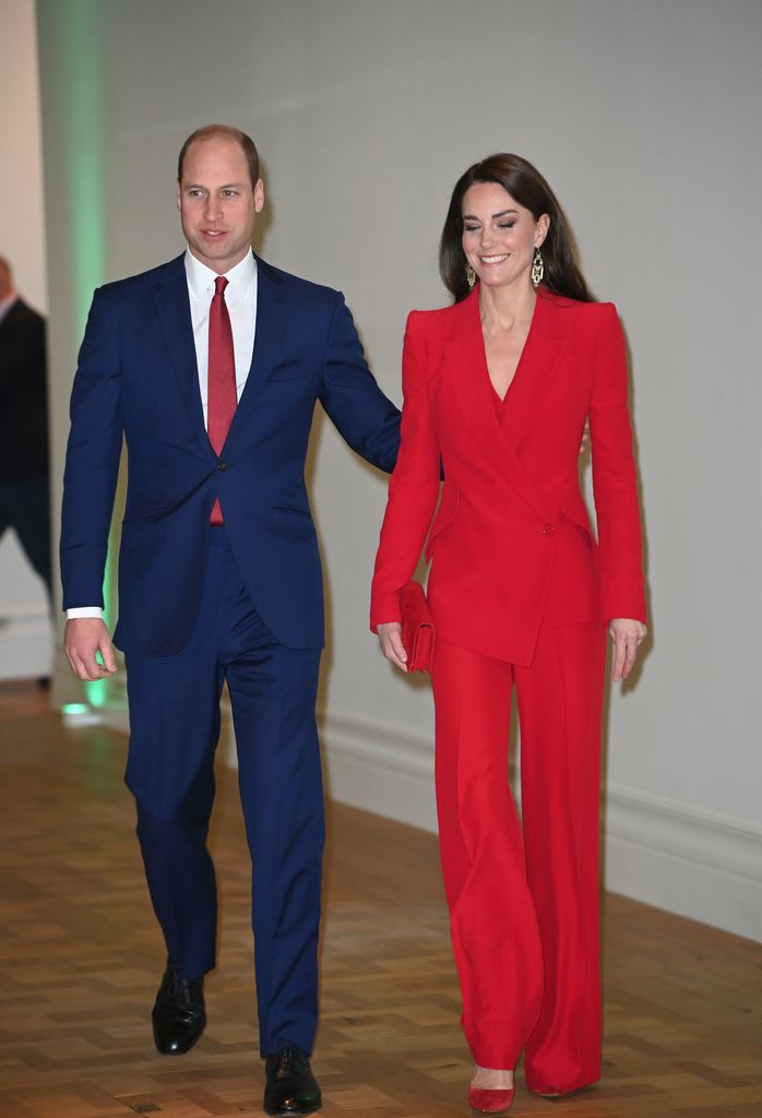 Princess Kate's tailored Alexander McQueen red suit is one of her most daring trouser suits