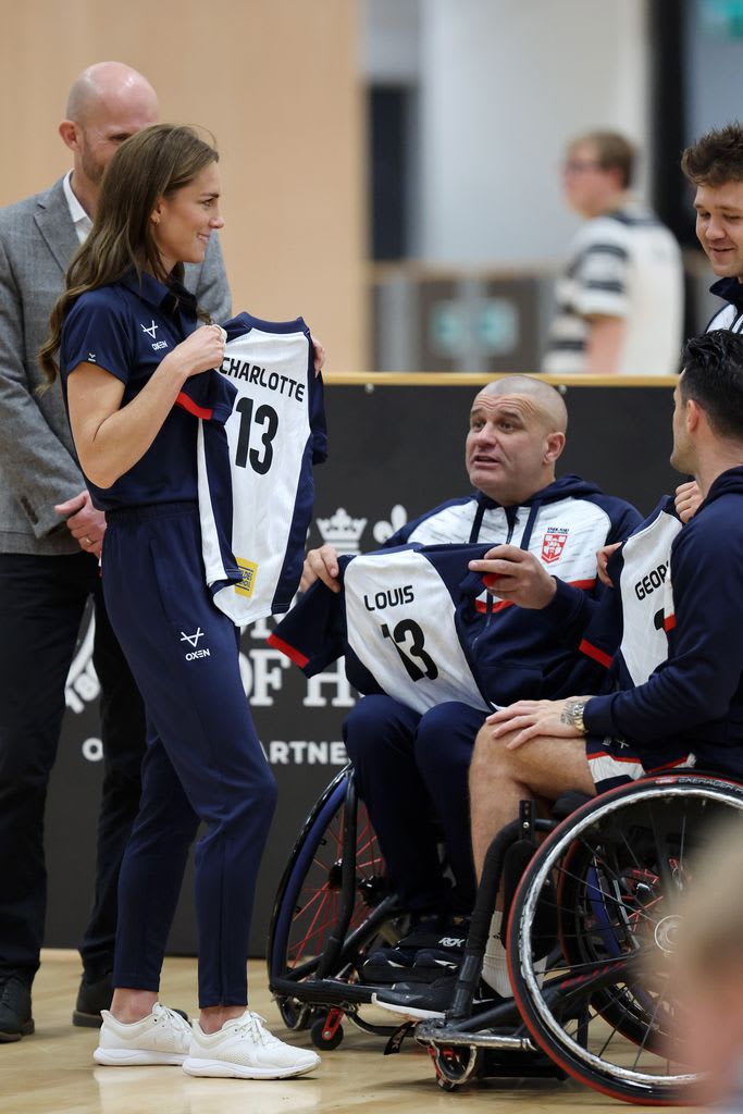 Kate Middleton receives England Wheelchair Rugby League shirts for Charlotte, Louis and George 