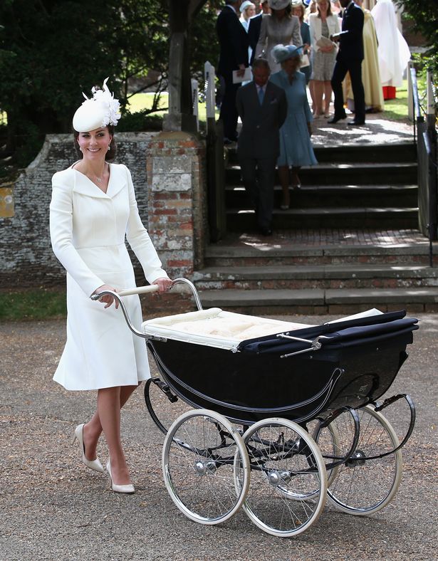 Kate was seen pushing a £1,600 Silver Cross at Princess Charlotte's christening