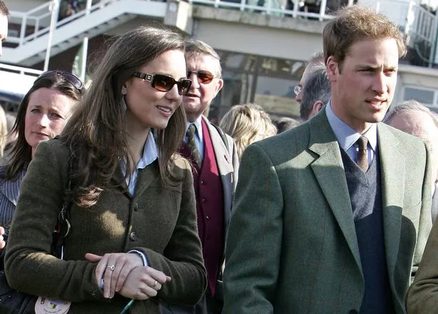 Prince William and Kate Middleton in the paddock enclosure on the first day of the Cheltenham Race Festival in March 2007