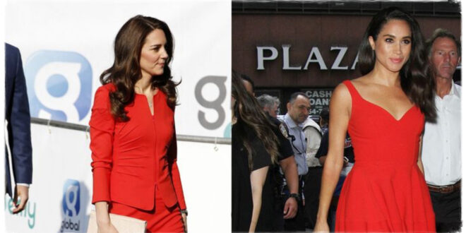 Kate And Meghan Looked Identical In Bright Red Dress - Just Like Style Twins