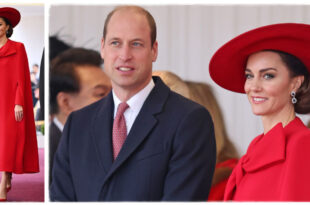 Princess Kate Stuns in Scarlet Catherine Walker Coat as She and William Arrive at Horse Guards Parade