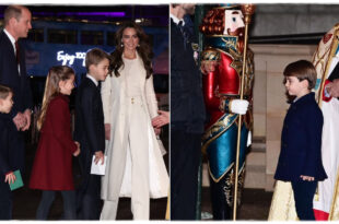 Prince Louis Stands To Attention In Front Of Huge Nutcracker At A Westminster Abbey Carol Service