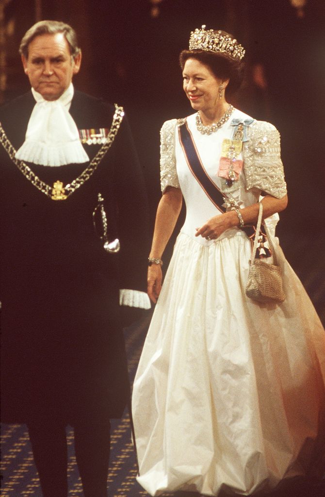Princess Margaret with the Duke And Duchess of Kent at the State Opening Of Parliament wearing her three Royal Family Orders