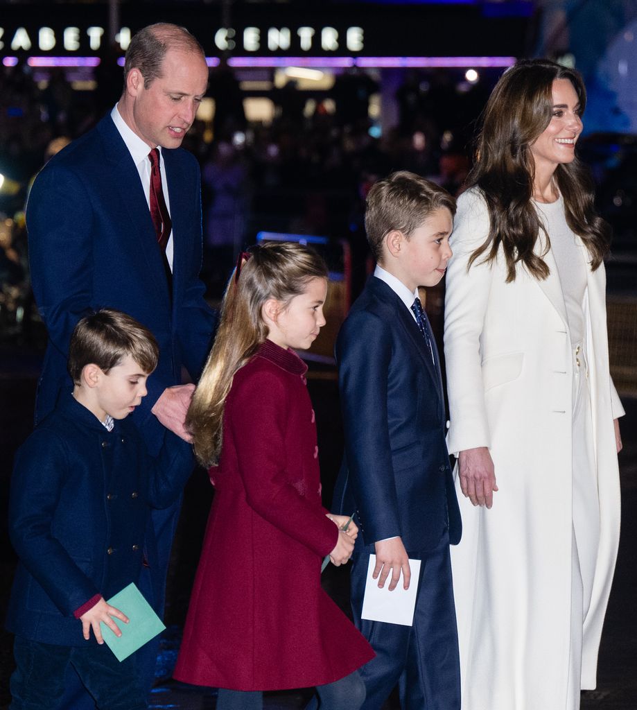 William and Kate arrive with George, Charlotte and Louis