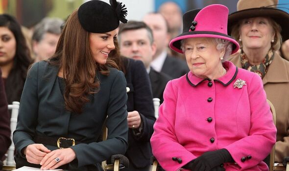 Princess Kate and queen elizabeth sitting together
