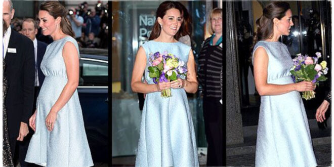 Pregnant Kate Wears A Blue Dress By Emilia Wickstead To A Charity Reception In The Art Room