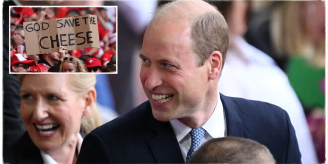 Prince William And Equerry React To Cheeky Royal Sign At Euro 2024 Match