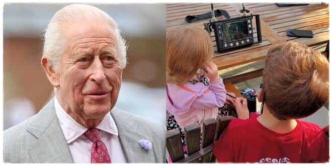 King Charles in conversation with Prince Harry, as speculation grows about a reunion with grandchildren Archie and Lilibet