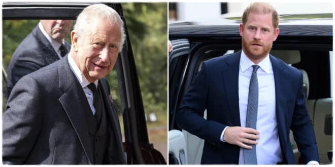 Prince Harry and King Charles in separate images, with reunion speculation rising as the King plans return to London