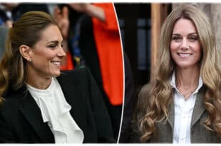 Princess Kate smiling and cheering on England's rugby team at the Women’s Rugby World Cup, following online backlash over her hairstyle.