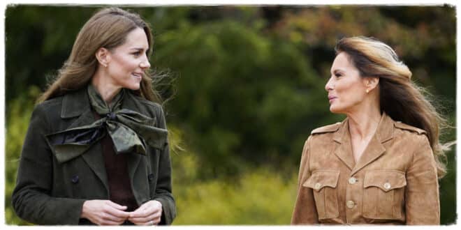 Princess Kate and Melania Trump leading children at Frogmore Gardens during rare joint event with Scouts