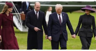 Prince William and Princess Kate greeting President Donald Trump and First Lady Melania Trump at Windsor Castle during their state visit
