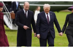 Prince William and Princess Kate greeting President Donald Trump and First Lady Melania Trump at Windsor Castle during their state visit