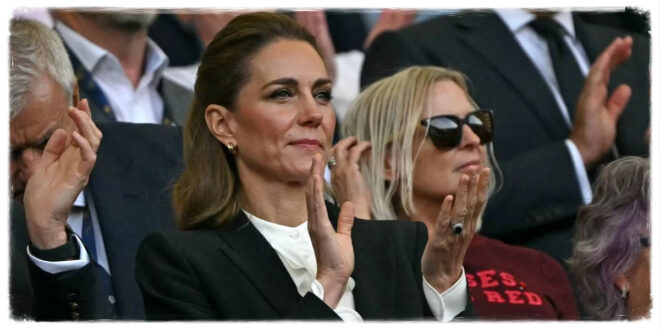 Princess Kate smiling as she sends a heartfelt message supporting England before the Rugby League Ashes clash