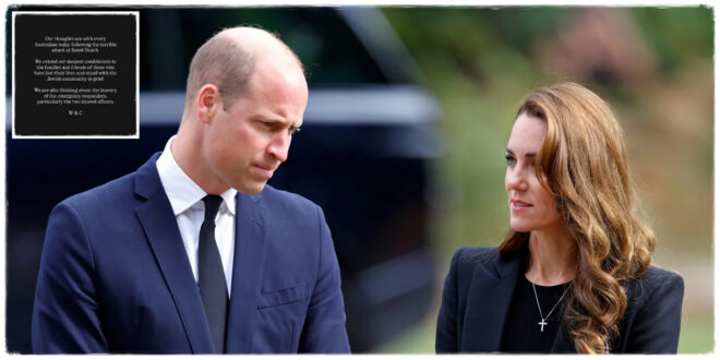 Prince William and Princess Kate during a solemn engagement after issuing a personal message about the attack in Australia