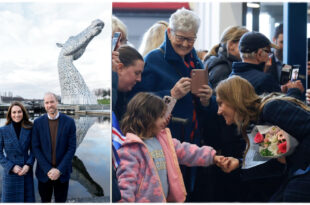 Prince William and Kate Middleton visiting The Kelpies and admiring the iconic Scottish structures