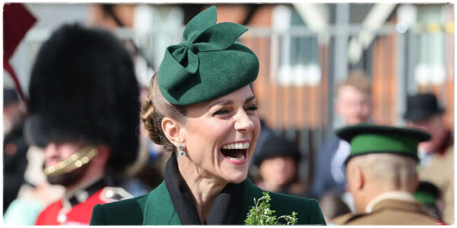 Princess Kate wearing green during her visit to the Irish Guards for the St Patrick's Day parade