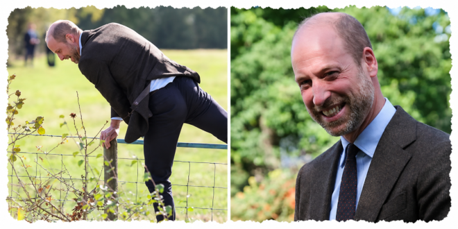 Prince William getting hands-on during a countryside visit near Abergavenny in Wales while supporting native tree planting